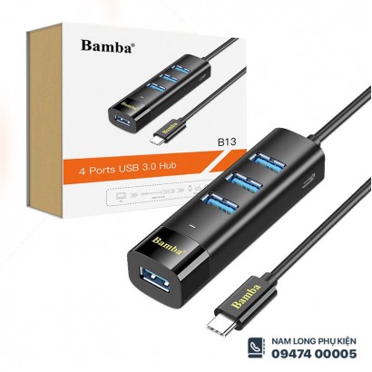 Hub chuyển Type C to 4 USB 3.0 Bamba B13